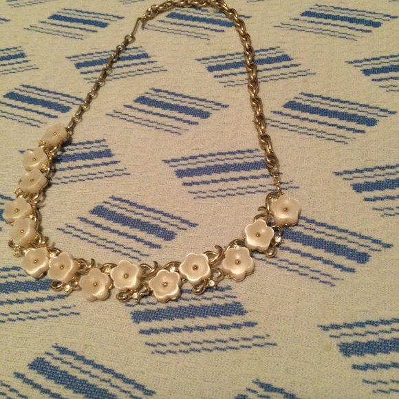 Women's girls unique necklace made of two bracelets flowers and chain - Picture 1 of 6